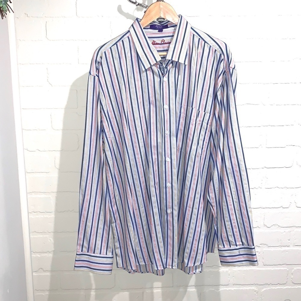 Alan Flusser shirt striped xxl soft button down